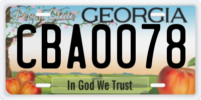 GA license plate CBA0078