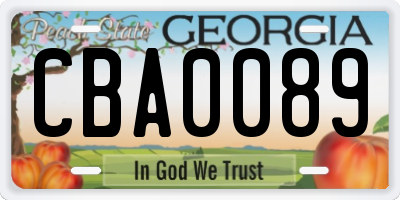 GA license plate CBA0089