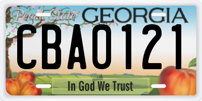 GA license plate CBA0121
