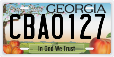 GA license plate CBA0127