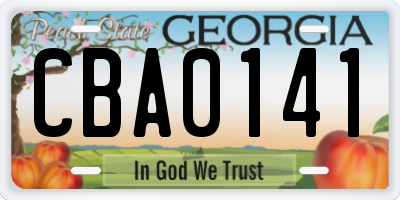 GA license plate CBA0141