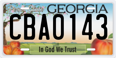 GA license plate CBA0143