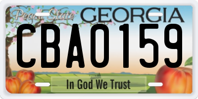 GA license plate CBA0159