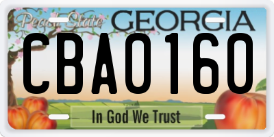 GA license plate CBA0160