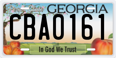 GA license plate CBA0161