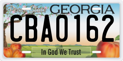GA license plate CBA0162