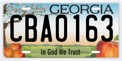 GA license plate CBA0163