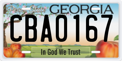 GA license plate CBA0167