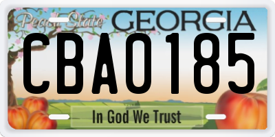 GA license plate CBA0185
