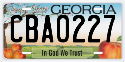 GA license plate CBA0227
