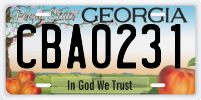 GA license plate CBA0231