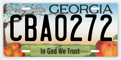 GA license plate CBA0272