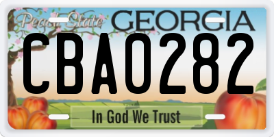 GA license plate CBA0282