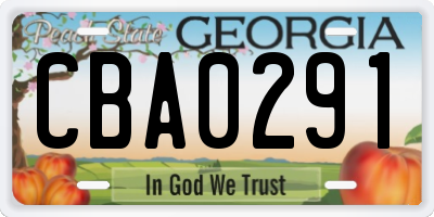 GA license plate CBA0291