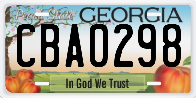 GA license plate CBA0298
