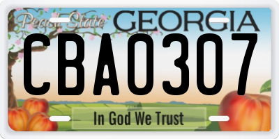 GA license plate CBA0307