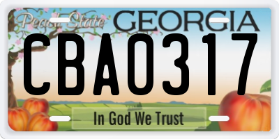 GA license plate CBA0317