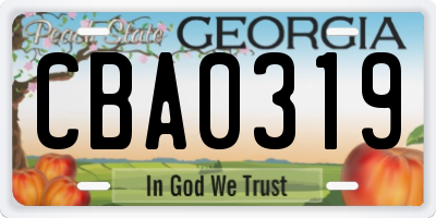 GA license plate CBA0319
