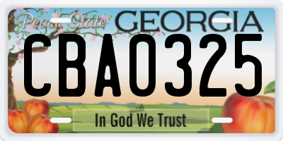 GA license plate CBA0325