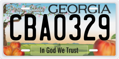 GA license plate CBA0329