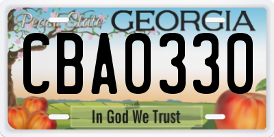 GA license plate CBA0330