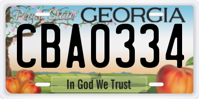 GA license plate CBA0334