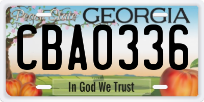 GA license plate CBA0336