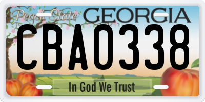 GA license plate CBA0338