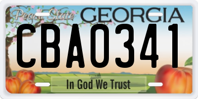 GA license plate CBA0341