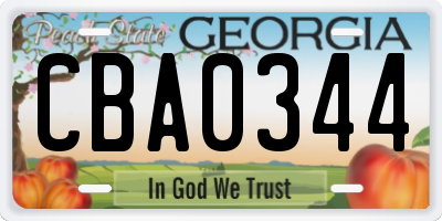 GA license plate CBA0344