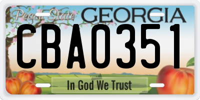 GA license plate CBA0351