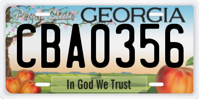 GA license plate CBA0356