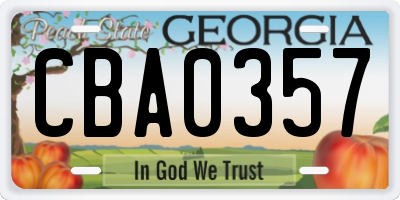 GA license plate CBA0357