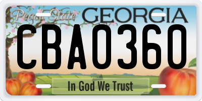 GA license plate CBA0360