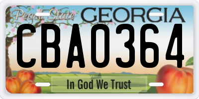 GA license plate CBA0364