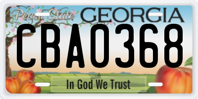 GA license plate CBA0368