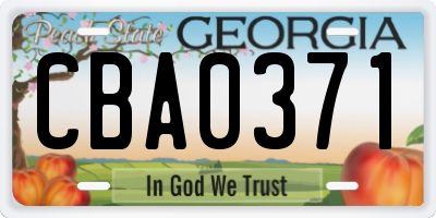 GA license plate CBA0371