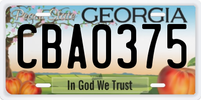 GA license plate CBA0375