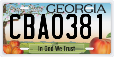 GA license plate CBA0381