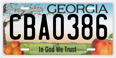 GA license plate CBA0386