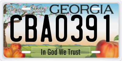 GA license plate CBA0391