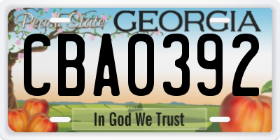 GA license plate CBA0392