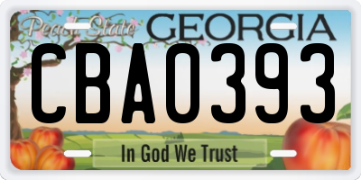 GA license plate CBA0393
