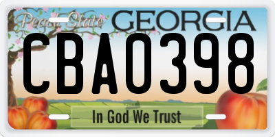 GA license plate CBA0398
