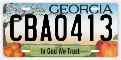 GA license plate CBA0413