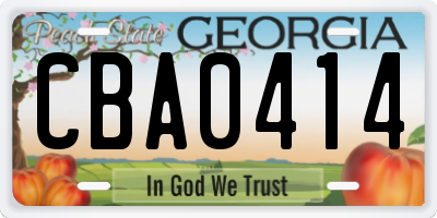 GA license plate CBA0414