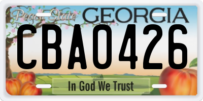 GA license plate CBA0426