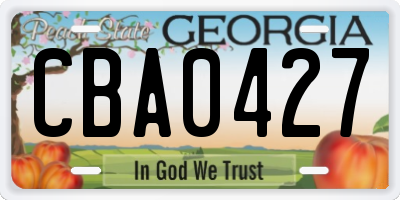 GA license plate CBA0427