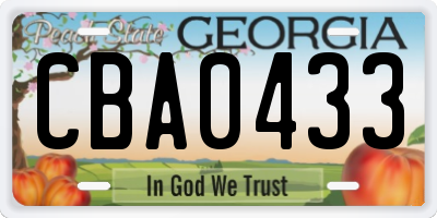GA license plate CBA0433