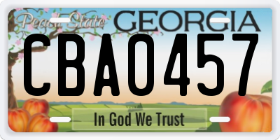 GA license plate CBA0457